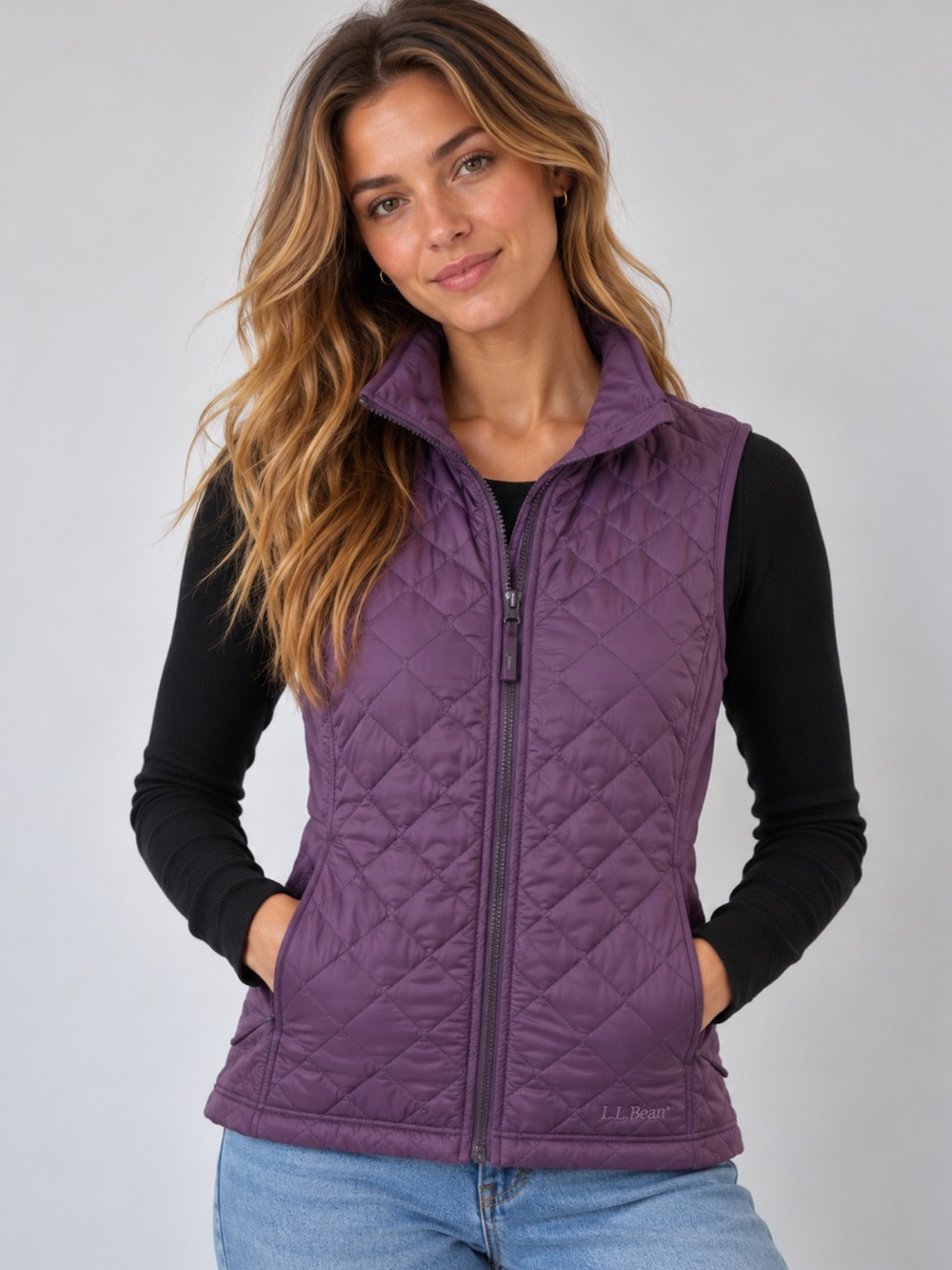 L.L.Bean Plum Quilted Lightweight Vest – Size XS | Cozy Layers | Fall Winter